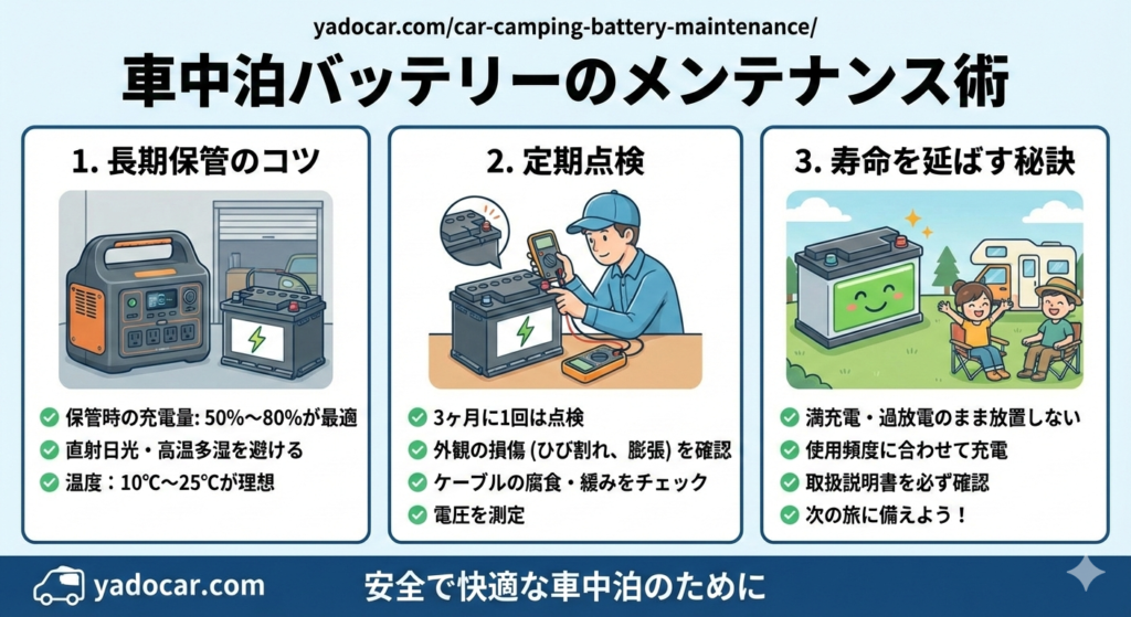 車中泊バッテリーのメンテナンス術まとめ