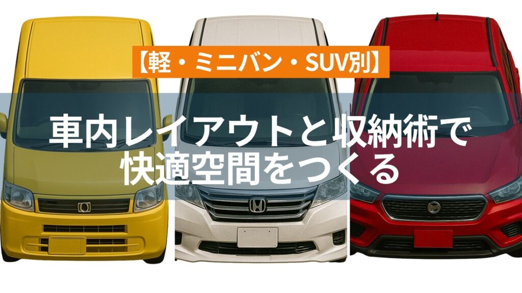 アイキャッチ（【軽・ミニバン・SUV別】車中泊レイアウトと収納術で快適空間をつくる方法）