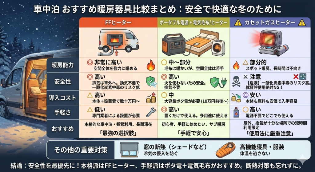 電気毛布vsポータブル電源のまとめ