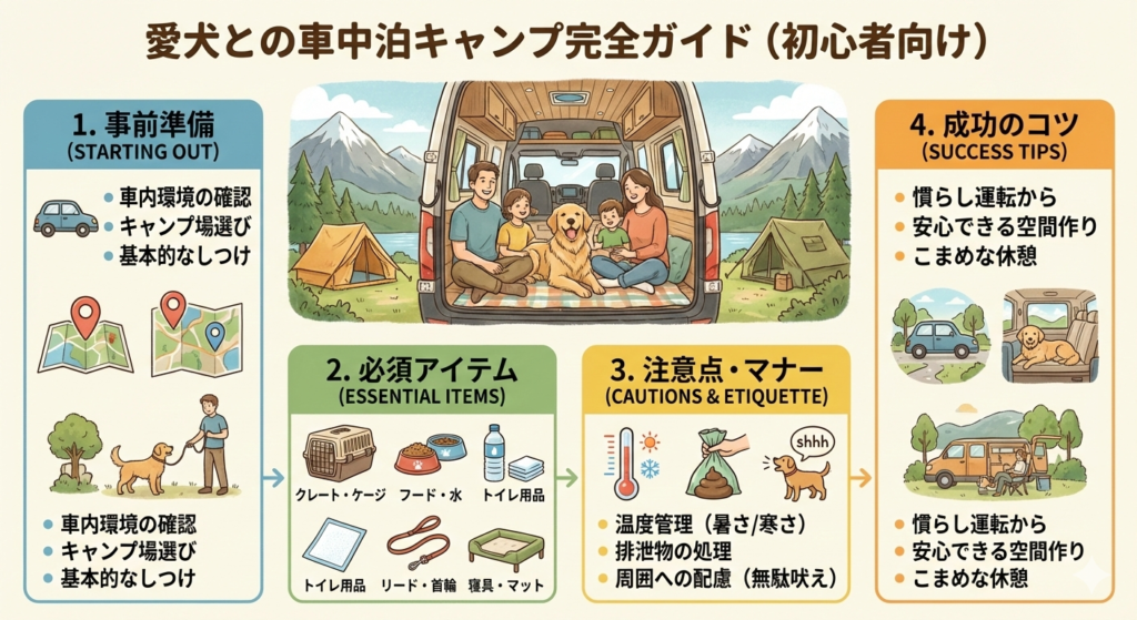 まとめ:愛犬との車中泊を楽しむために